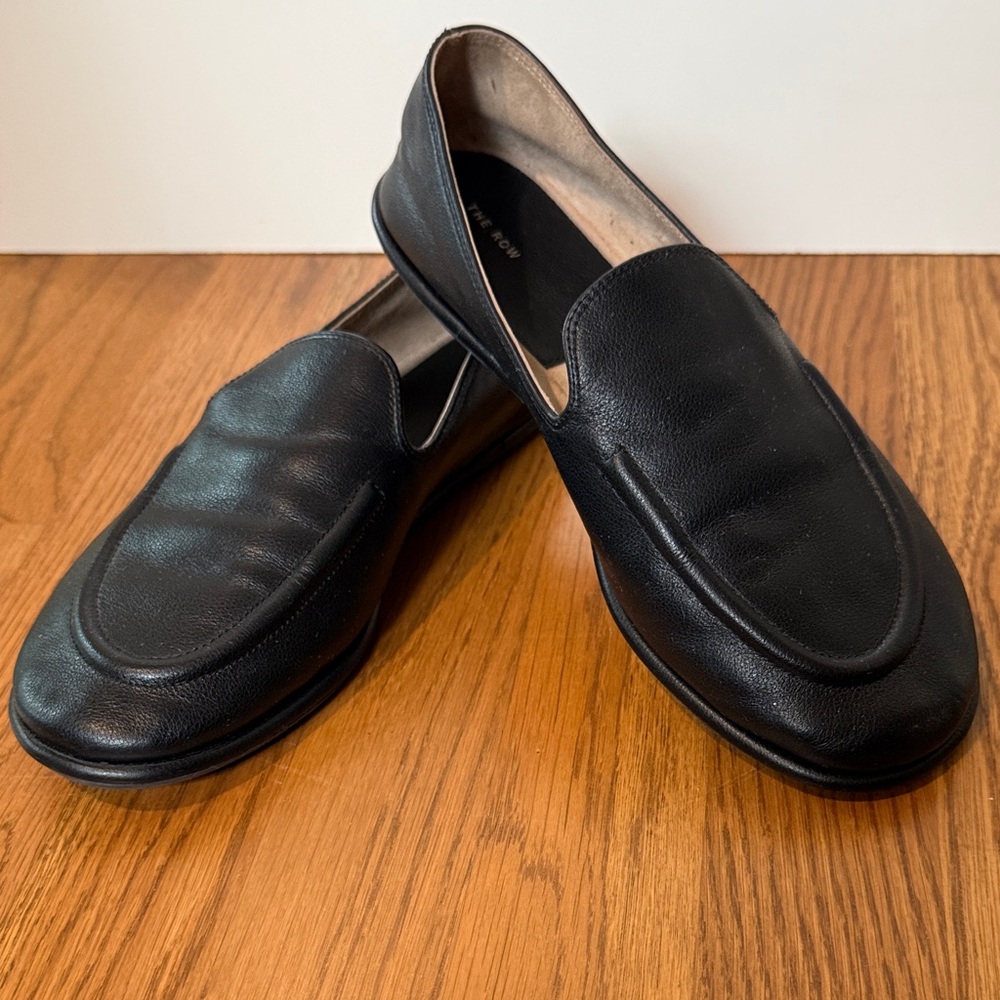 The Row Canal Black Leather Women's Loafers